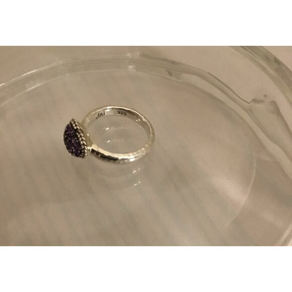JAI for John Hardy Sterling Pave Amethyst Cluster Heart RING Size 6 - Picture 2 of 8